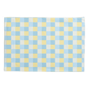Blue and yellow daisy quilt squares pillowcase