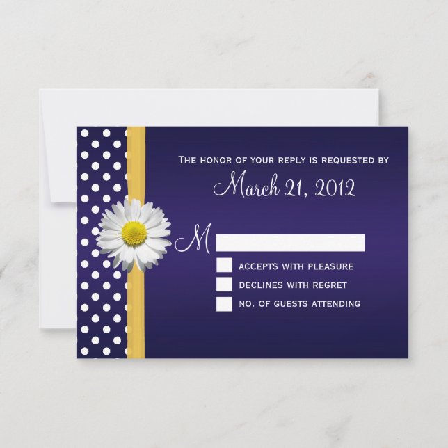 Blue and Yellow Daisy RSVP Card (Front)
