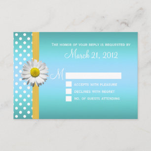 Blue and Yellow Daisy Wedding RSVP Card