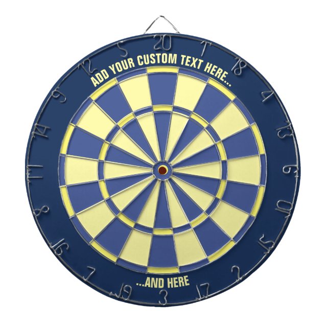 Blue and Yellow Dartboard with Custom Text (Front)
