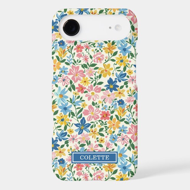 Blue and Yellow Ditsy Flowers Monogrammed (Back)