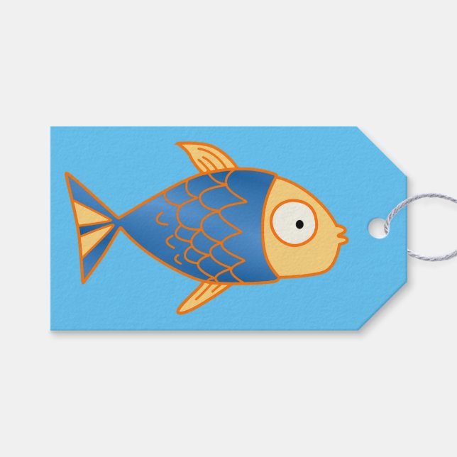 Blue and Yellow Fish Gift Tags (Front (Horizontal))