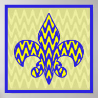 Blue and Yellow Fleur de lis