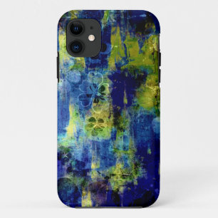 Blue and yellow floral abstract painting iPhone 11 case