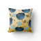 Blue and Yellow Floral Pattern Pillow