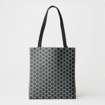 Blue and yellow floral patterned Tote
