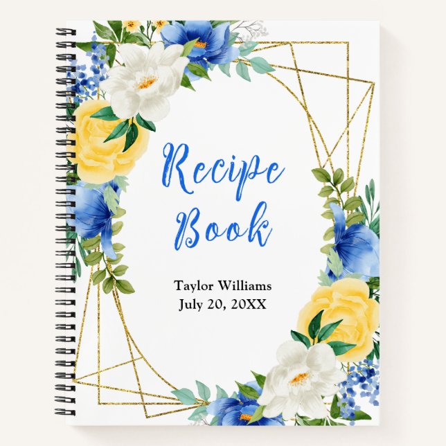 Blue and Yellow Floral Recipe Book (Front)