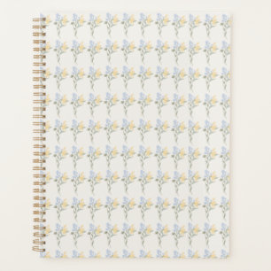 Blue and Yellow Floral Spiral Notebook Planner