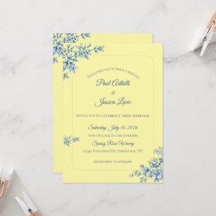 Blue and Yellow Floral Wedding Invitation