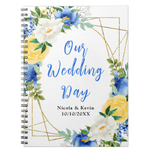 Blue and Yellow Floral Wedding Planner Notebook