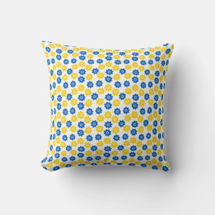 Blue and Yellow Flowers Cushion