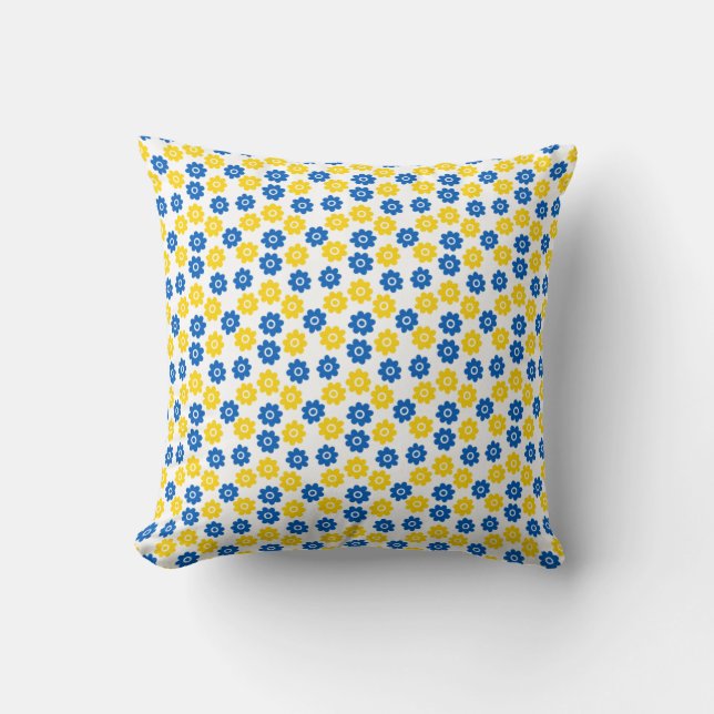 Blue and Yellow Flowers Cushion (Front)