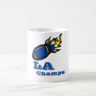BLUE AND YELLOW FOOTBALLS   COFFEE MUG