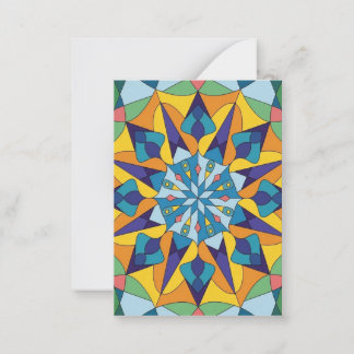 Blue and yellow fractal geometric pattern card