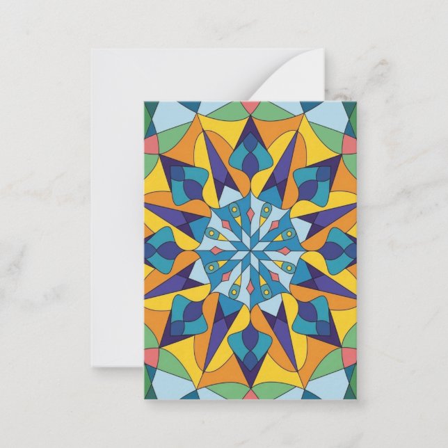 Blue and yellow fractal geometric pattern card (Front)
