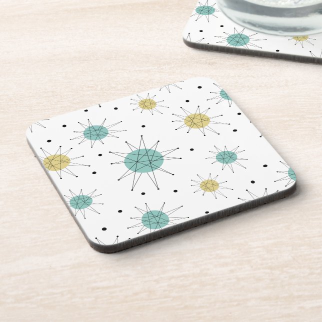 Blue and Yellow Franciscan Starburst Mid Century Coaster (Left Side)