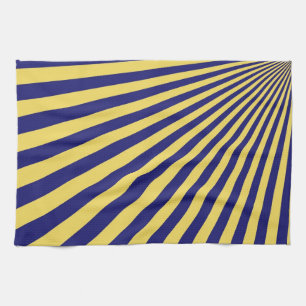 Blue and Yellow Funky Striped Abstract Art Tea Towel