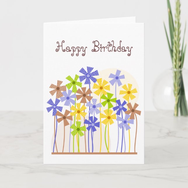 Blue and yellow garden Birthday Card (Front)