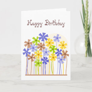 Blue and yellow garden Birthday Card