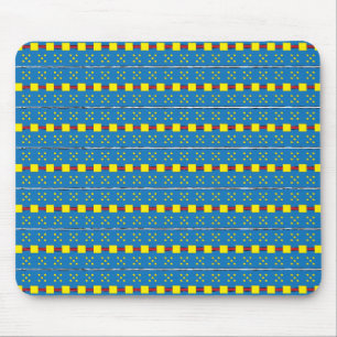 Blue and Yellow Geometric Ethnic Folk art pattern Mouse Mat