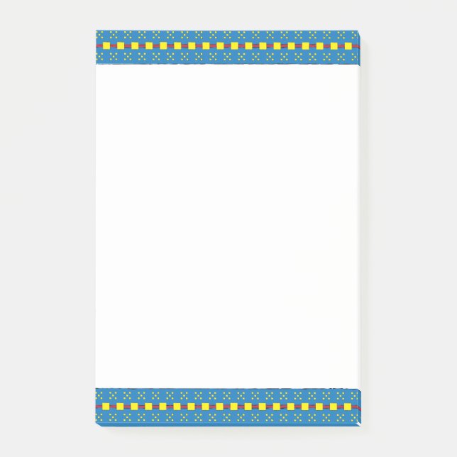 Blue and Yellow Geometric Ethnic Folk art pattern Post-it Notes (Front)