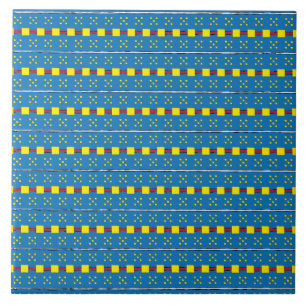 Blue and Yellow Geometric Ethnic Folk art pattern Tile