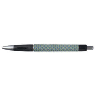 Blue and Yellow Geometric Pattern Pen