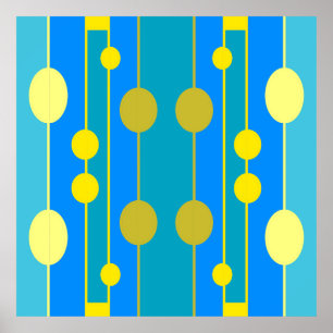 Blue and yellow geometric pattern poster
