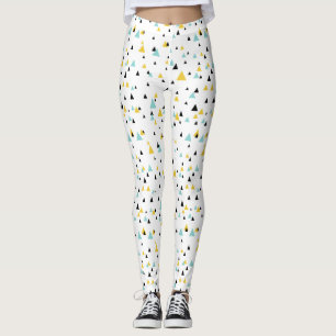 Blue and Yellow Geometric Triangles Pattern Leggings