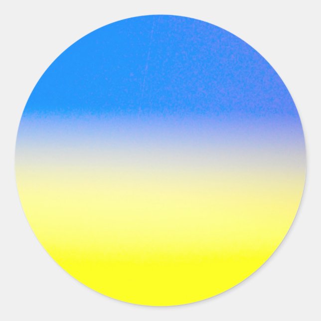 Blue and Yellow Gradient Peace Ukraine Inspiration Classic Round Sticker (Front)