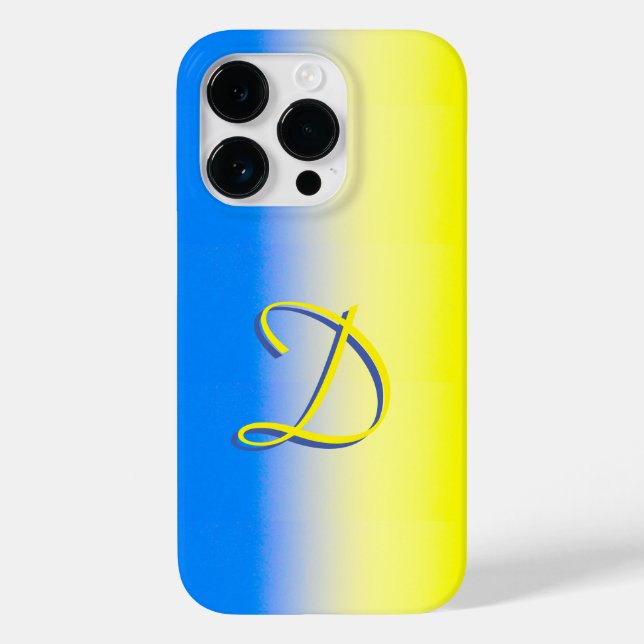 Blue and Yellow gradient Ukraine Inspired monogram Case-Mate iPhone Case (Back)