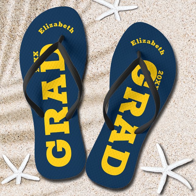 Blue and Yellow Graduation Senior Class Flip Flops (Blue and Yellow Graduation Senior Class Flip Flops)