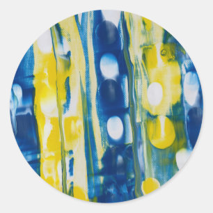 Blue and yellow handmade artwork classic round sticker