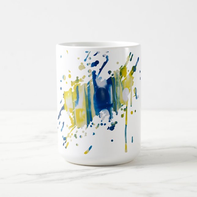 Blue and yellow  | handmade artwork  coffee mug (Center)