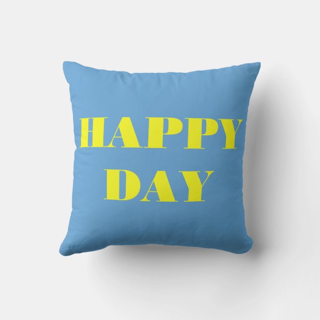 Blue And Yellow Happy Day Cushion (Back)