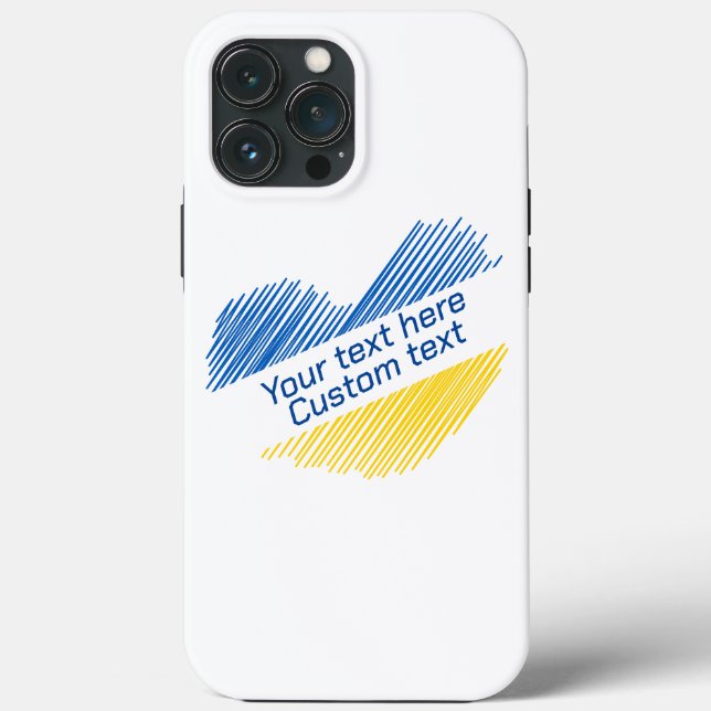 Blue and yellow heart. Custom text. Customisable Case-Mate iPhone Case (Back)