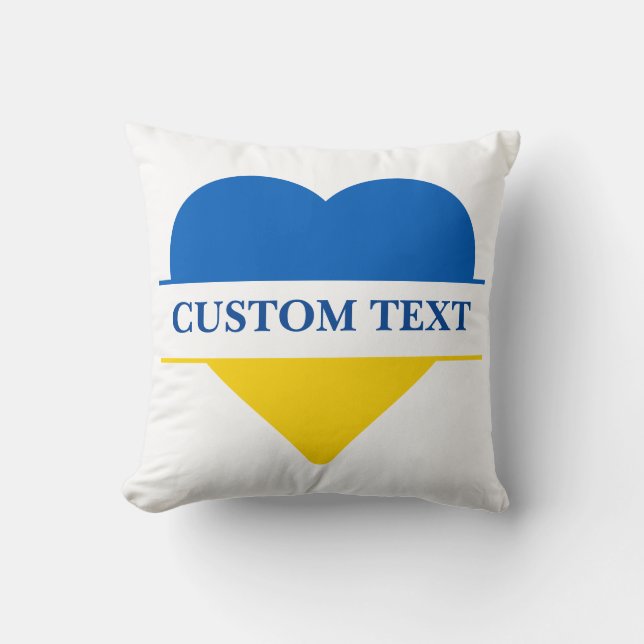 Blue and yellow heart. Custom text. Customisable Cushion (Front)