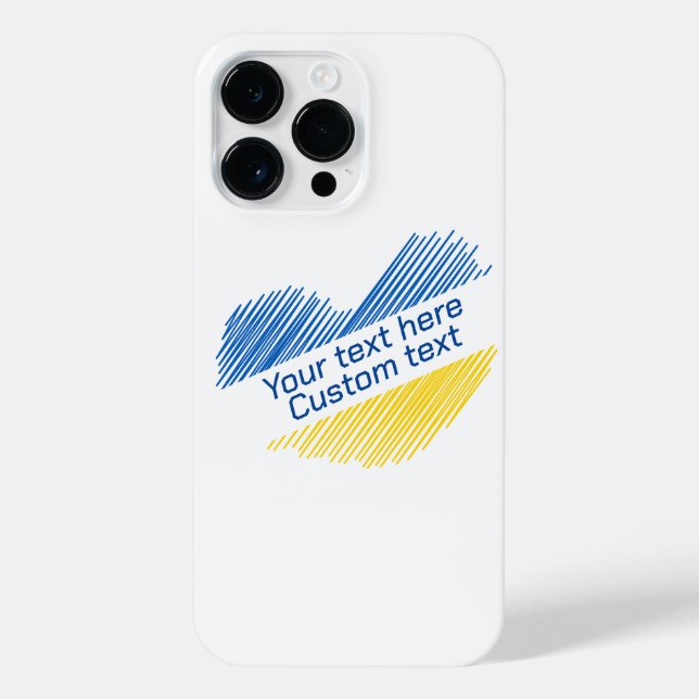 Blue and yellow heart. Custom text. Customisable iPhone Case (Back)