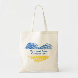 Blue and yellow heart. Custom text. Customizable Tote Bag