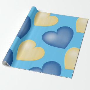 Blue and yellow. Heart. Love Wrapping Paper