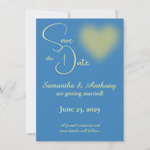 Blue and Yellow Heart Save The Date Card