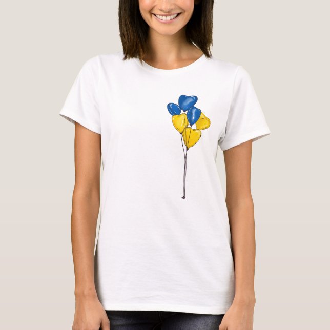 Blue and yellow heart shaped balloons. Ukraine T-Shirt (Front)