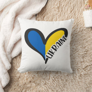 Blue and yellow heart, Ukrainian flag colours Cushion