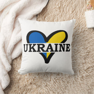 Blue and yellow heart, Ukrainian flag colours Cushion