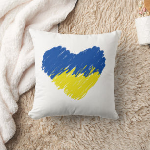 Blue and yellow heart, Ukrainian flag colours Cushion