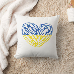 Blue and yellow heart, Ukrainian flag colours Cushion