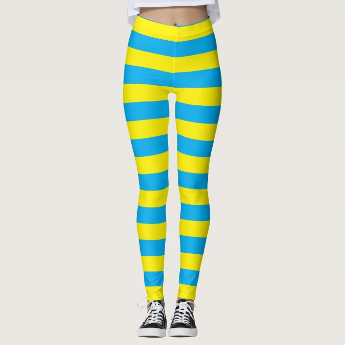 Blue and Yellow Horizontal Stripes Leggings | Zazzle.co.uk