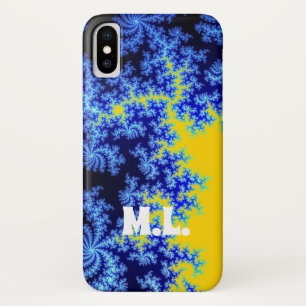 Blue and Yellow Ice Crystal Monogram iPhone X Case