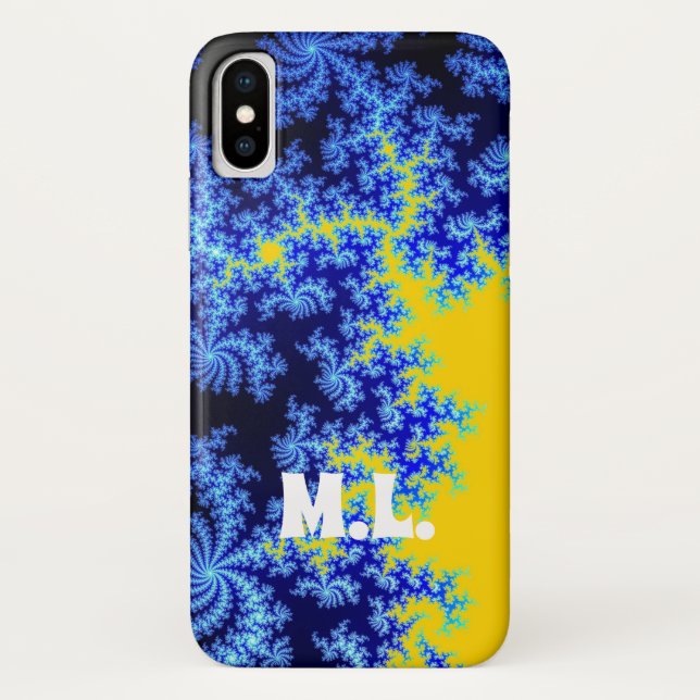 Blue and Yellow Ice Crystal Monogram Case-Mate iPhone Case (Back)
