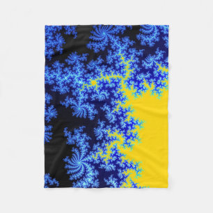 Blue and Yellow Ice Crystal Pattern Fleece Blanket